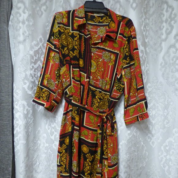 $49.00 Be Bop Trendy Plus Size Chain-Print Shirtdress, Size 2X, Scarlet/Black - Picture 6 of 13